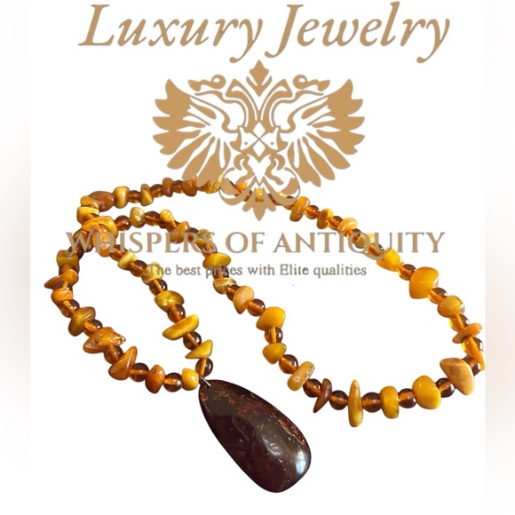Soviet USSR Baltic Egg Yolk Butterscotch Honey Cognac Amber Necklace Pendant